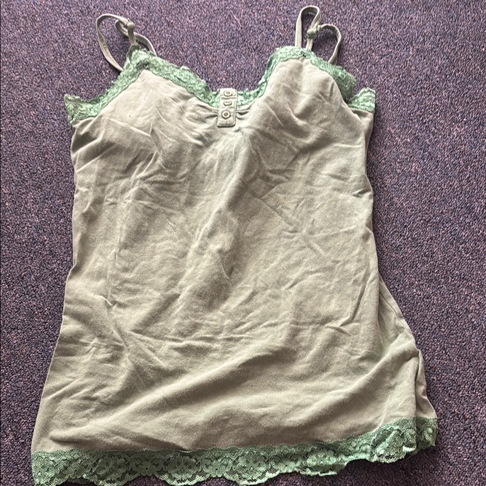 Faded Glory Green Lace Trim Camisole